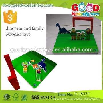 Brinquedos educativos de madeira para brincar Dinossauro e família Brinquedos mecânicos de madeira para crianças